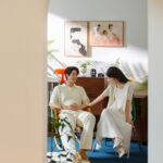 寝室　新郎新婦　前撮り