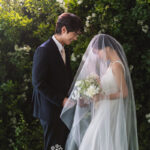 グリーン　ベール　新郎新婦