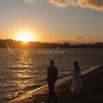 夕日　前撮り　新郎新婦